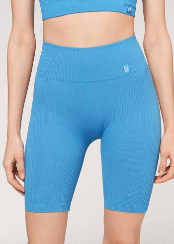 Leggins Calzedonia Seamless Atléticos Bike Mujer Azules | CO1514OR