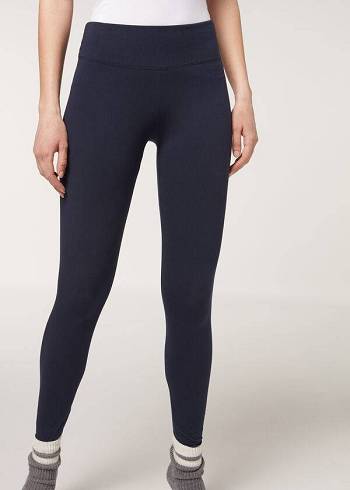 Leggins Calzedonia Supima Algodon Mujer Azules | CO1497KI