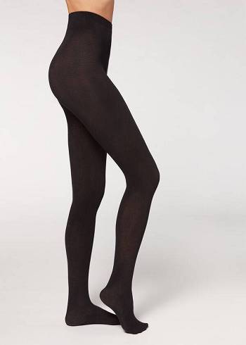 Mallas Calzedonia Opaque 150 Denier in Eco Algodon Mujer Negras | CO3135QZ