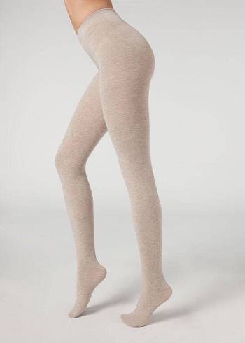 Mallas Calzedonia Soft Modal and Cashmere Blend Opaque Mujer Beige | CO3130YU