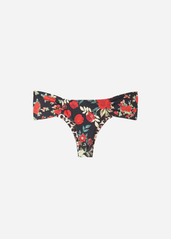 Abajo De Bikini Calzedonia Brazilian Reversible Ruched Nizza Mujer Rosas Rojas | CO2872BC