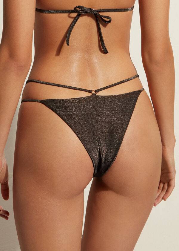 Abajo De Bikini Calzedonia Brazilian Side String Hollywood Mujer Negras | CO2871NB