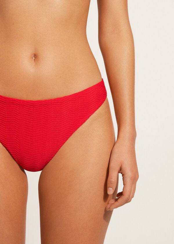 Abajo De Bikini Calzedonia Chevron Casablanca Mujer Rojas | CO2842PQ