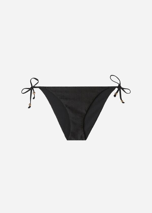 Abajo De Bikini Calzedonia Chevron String Casablanca Mujer Negras | CO2835HK