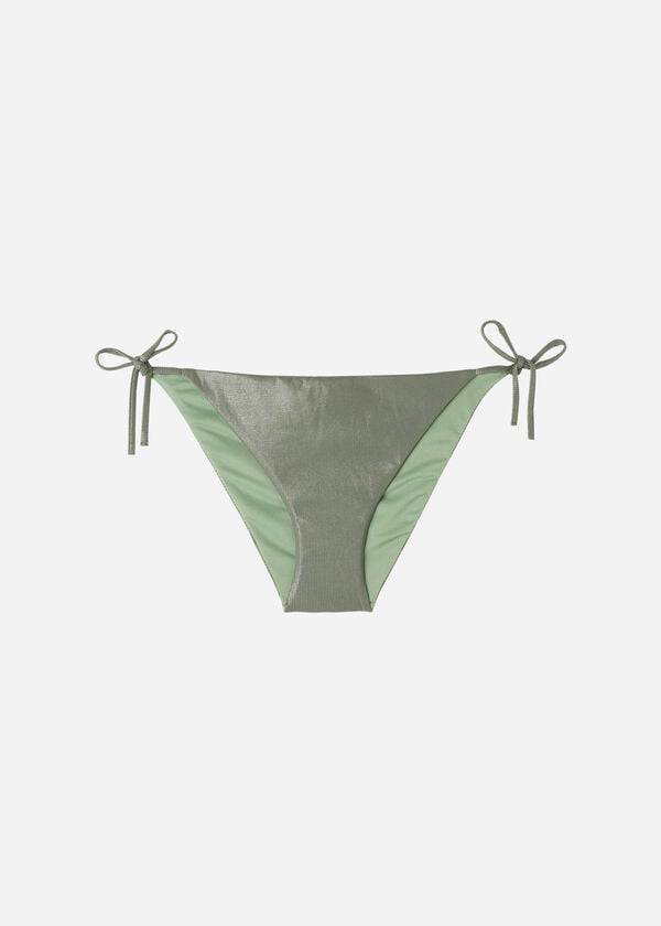 Abajo De Bikini Calzedonia Coated-Effect String Antigua Mujer Verde | CO2826NB