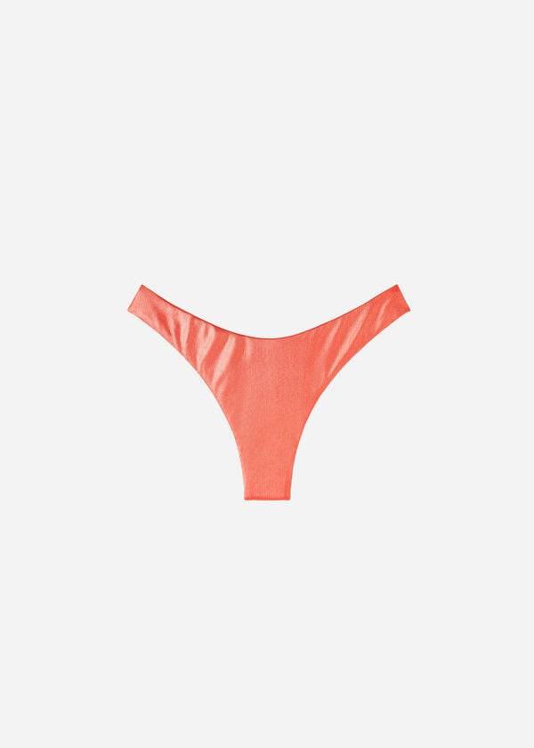 Abajo De Bikini Calzedonia Coated-Effect High-Cut Brazilian Antigua Mujer Coral Naranjas | CO2827BC