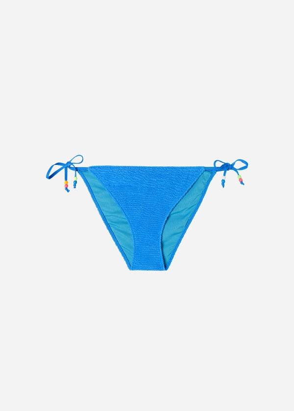 Abajo De Bikini Calzedonia Crinkled String San Diego Mujer Azules | CO2814AP