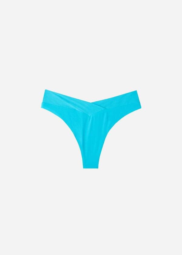 Abajo De Bikini Calzedonia High-Cintura V-Cut Brazilian Indonesia Mujer Turquesa | CO2727QZ