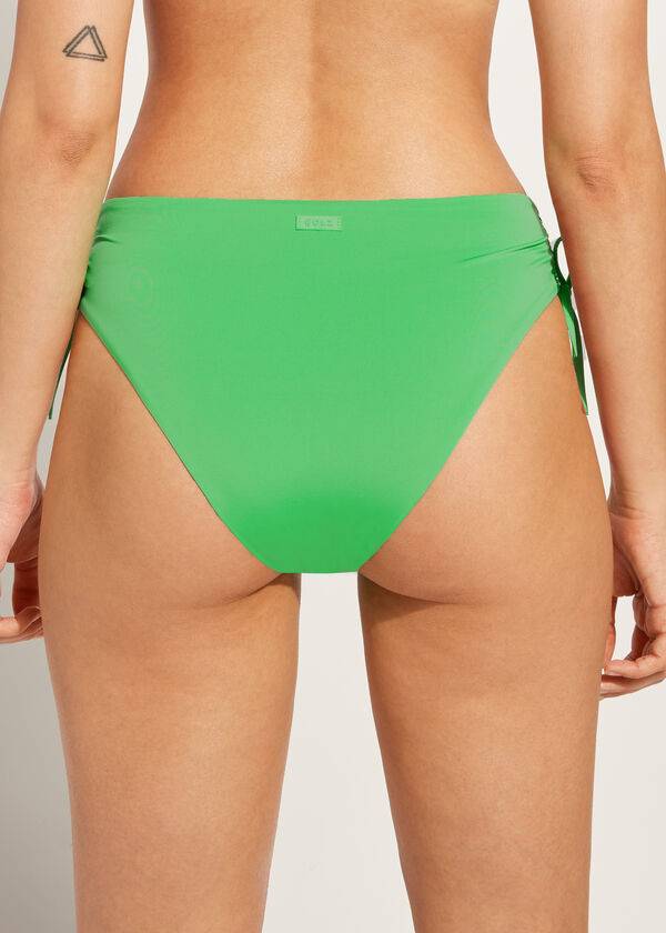 Abajo De Bikini Calzedonia High-Cintura Drawstring Indonesia Mujer Verde | CO2735LH