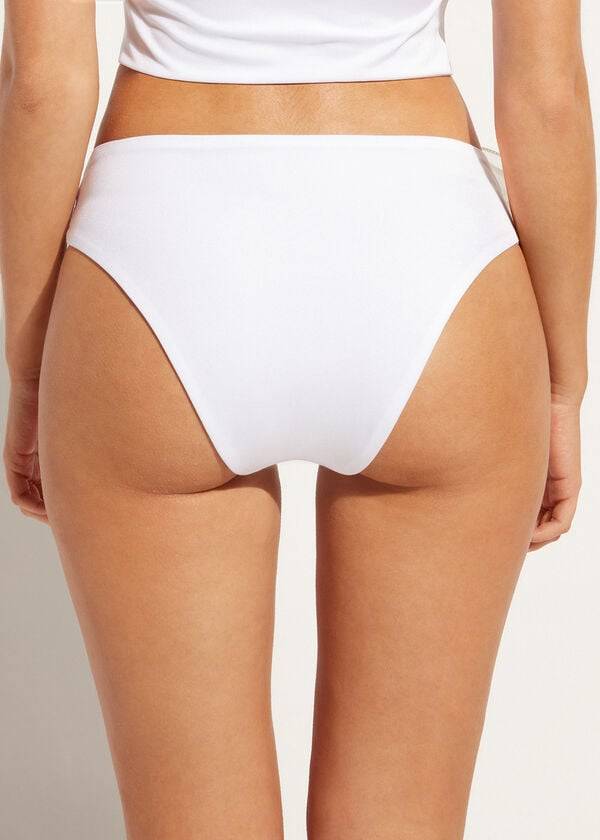 Abajo De Bikini Calzedonia High-Cintura Bora Bora Mujer Blancas | CO2737JJ