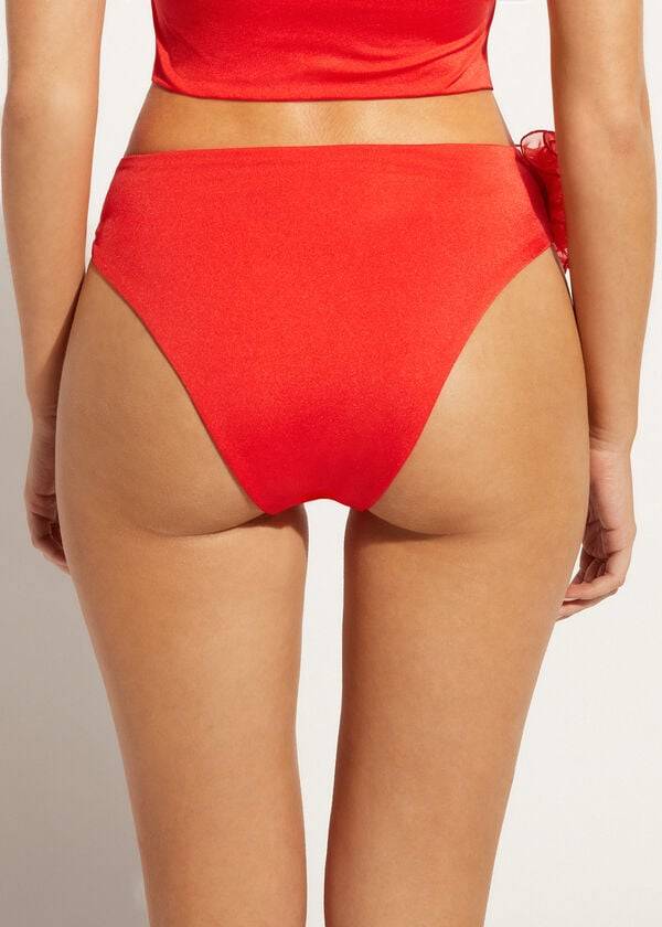 Abajo De Bikini Calzedonia High-Cintura Bora Bora Mujer Rojas | CO2738HK