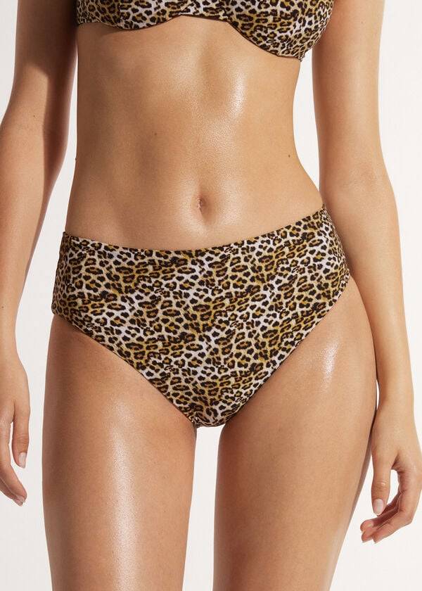 Abajo De Bikini Calzedonia High Cintura Malindi Mujer Marrones | CO2756BC