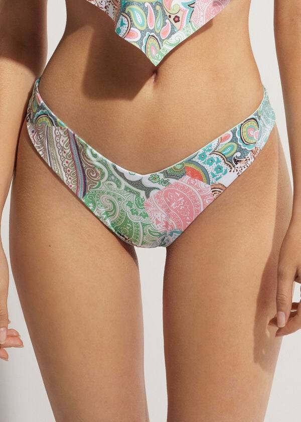 Abajo De Bikini Calzedonia High-Cut Brazilian Saint Tropez Mujer Verde | CO2741DN