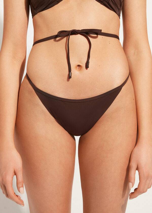 Abajo De Bikini Calzedonia High-Cut Brazilian Islamorada Mujer Cafe Marrones | CO2751EX