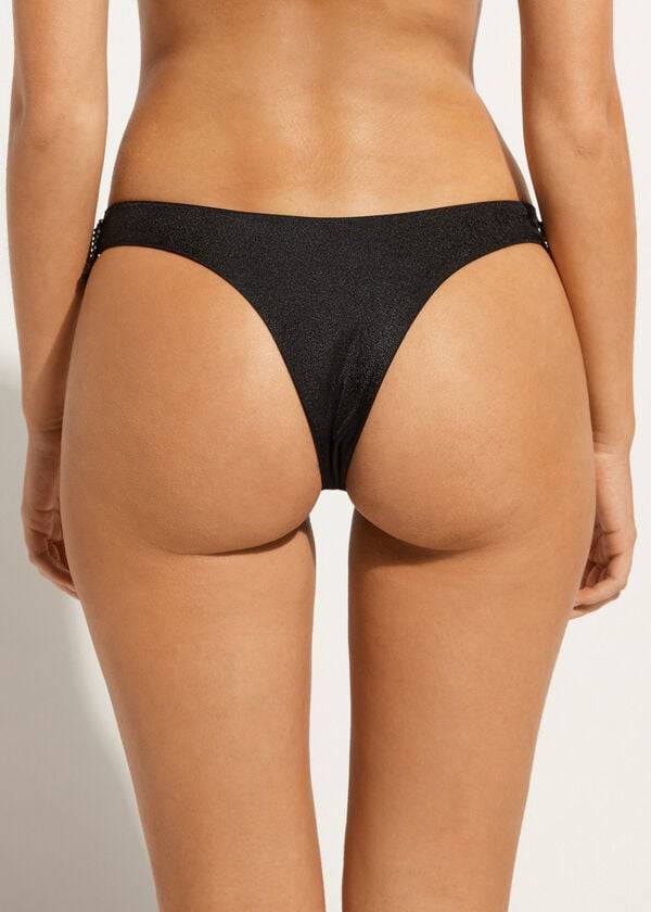 Abajo De Bikini Calzedonia High Cut Brazilian Taipei Mujer Negras | CO2797WY