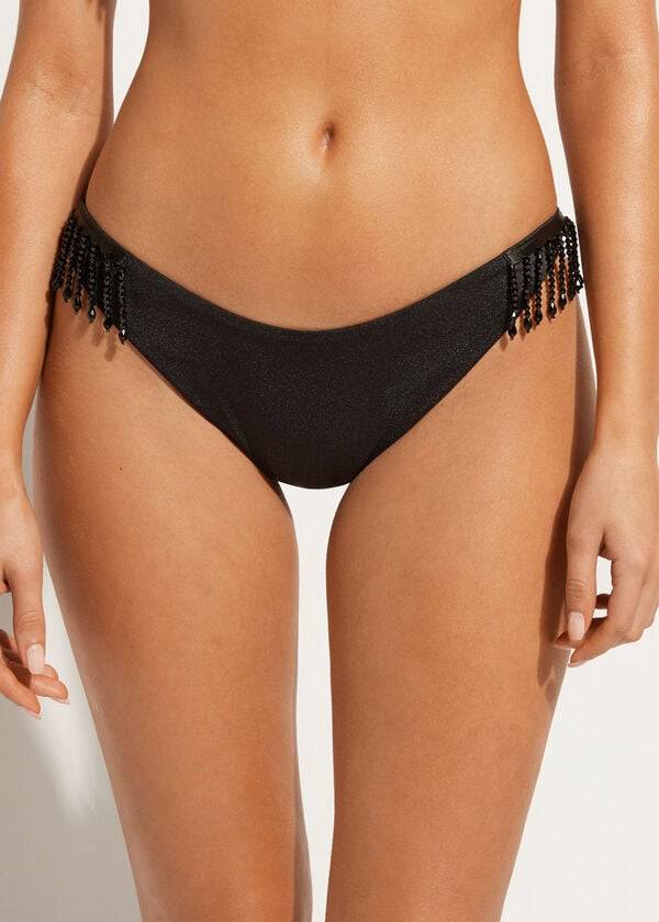 Abajo De Bikini Calzedonia High Cut Brazilian Taipei Mujer Negras | CO2797WY