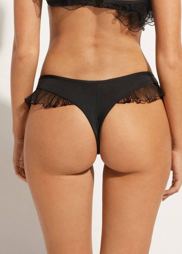 Abajo De Bikini Calzedonia High Cut Brazilian Singapore Mujer Negras | CO2798QZ