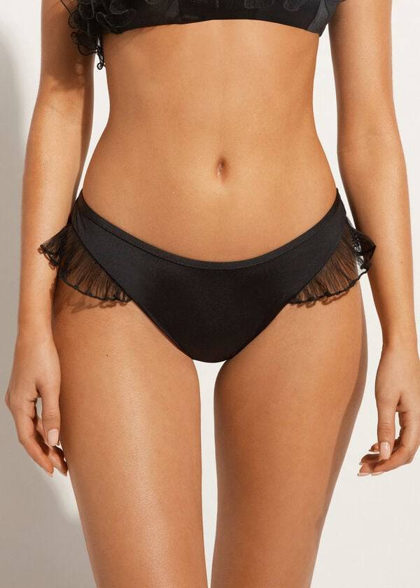 Abajo De Bikini Calzedonia High Cut Brazilian Singapore Mujer Negras | CO2798QZ