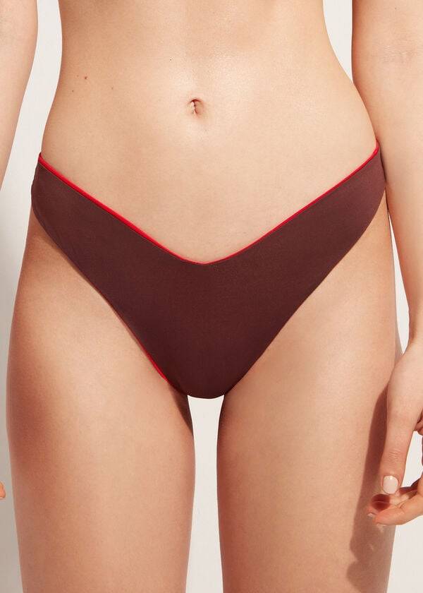 Abajo De Bikini Calzedonia High Cut Brazilian Indonesia Eco Mujer Rojas | CO2800NB