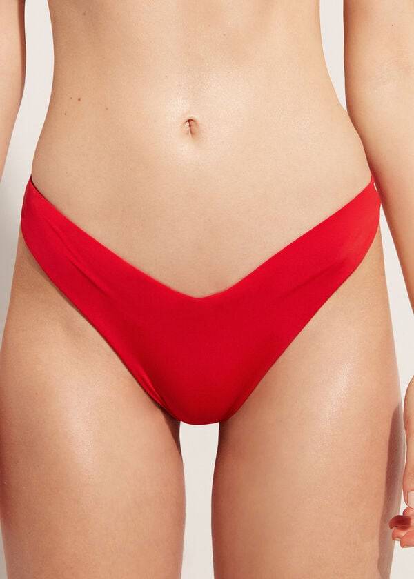 Abajo De Bikini Calzedonia High Cut Brazilian Indonesia Eco Mujer Rojas | CO2800NB