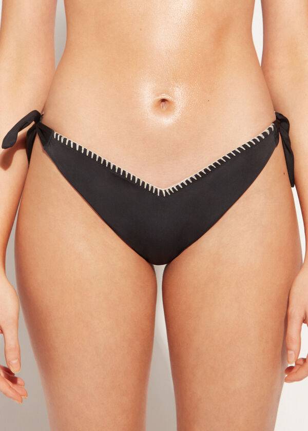 Abajo De Bikini Calzedonia High V-Cut Brazilian Mumbai Mujer Negras | CO2779WY