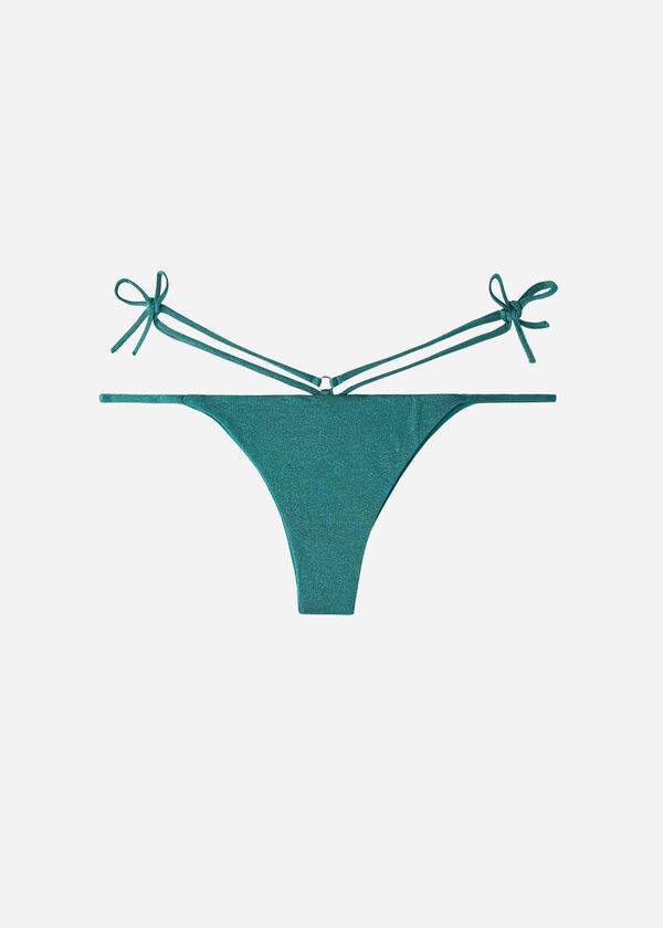 Abajo De Bikini Calzedonia Lamé Brazilian Side String Hollywood Mujer Verde | CO2705TV