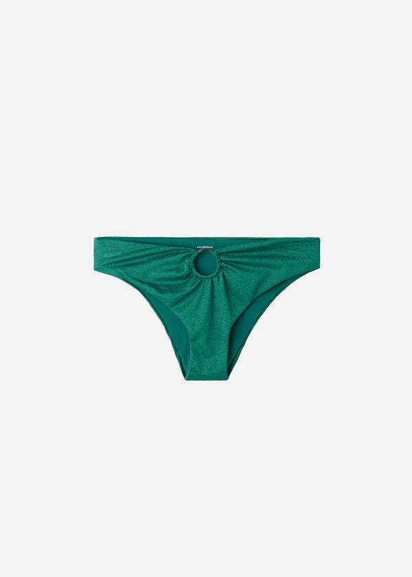 Abajo De Bikini Calzedonia Lamé High Cintura Hollywood Mujer Verde | CO2703UT