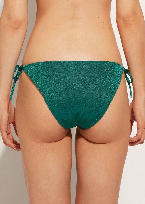 Abajo De Bikini Calzedonia Lamé String Hollywood Mujer Verde | CO2700PQ