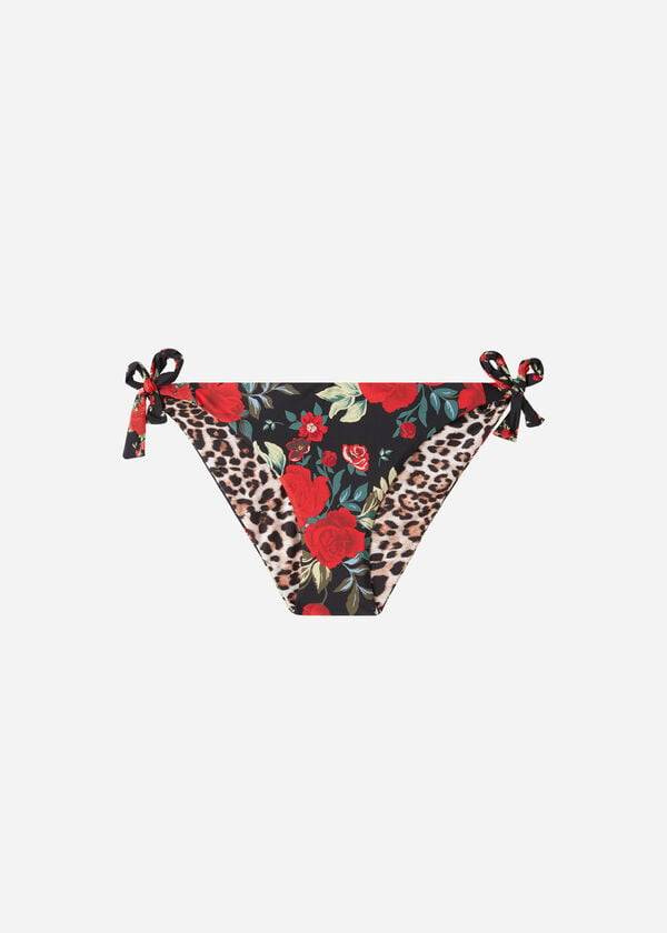 Abajo De Bikini Calzedonia Reversible String Nizza Mujer Rosas | CO2677YU