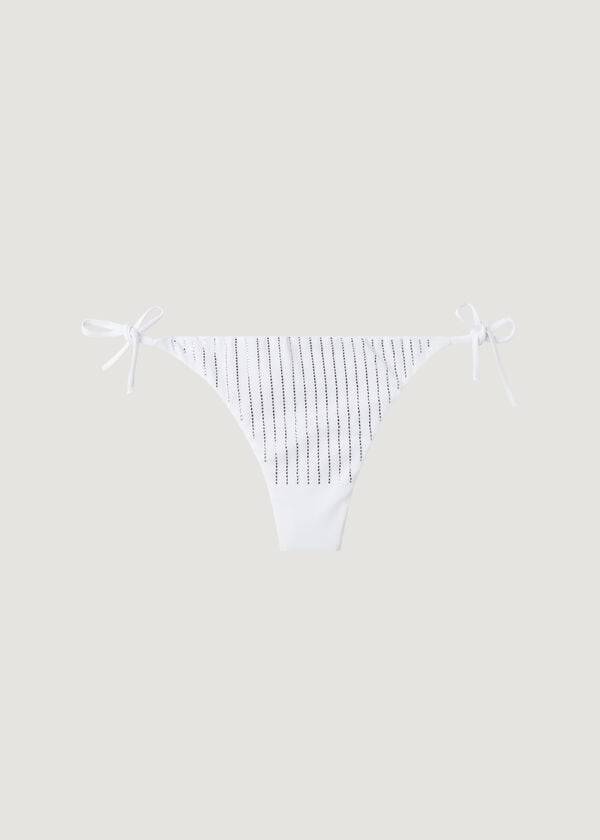 Abajo De Bikini Calzedonia Rhinestone Brazilian String Shanghai Mujer Blancas | CO2672AP