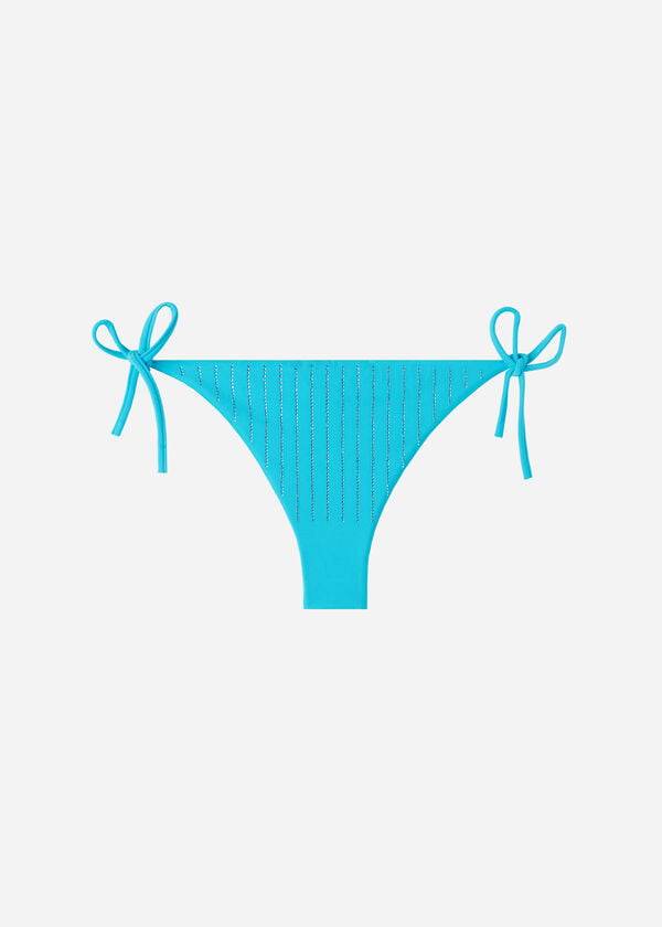 Abajo De Bikini Calzedonia Rhinestone Brazilian String Shanghai Mujer Turquesa Verde | CO2673PQ