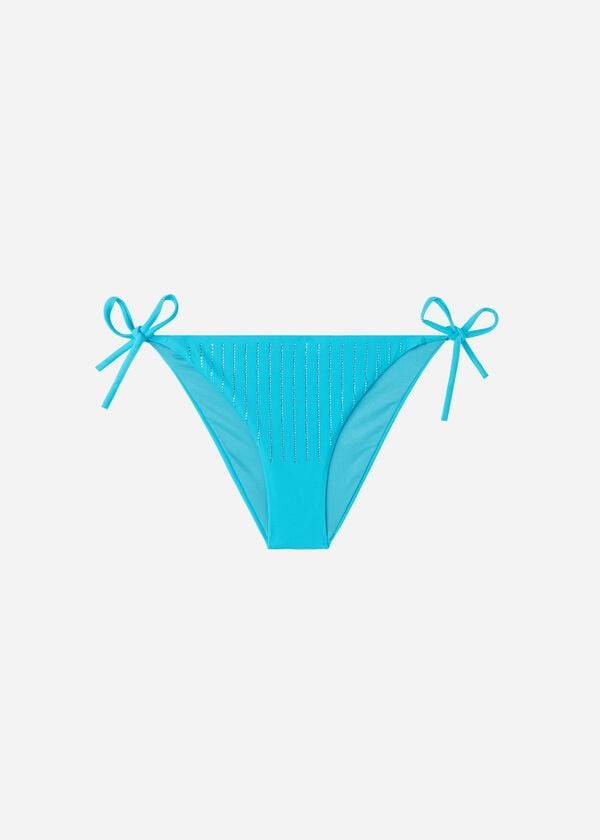 Abajo De Bikini Calzedonia Rhinestone String Shanghai Mujer Turquesa Verde | CO2665KI