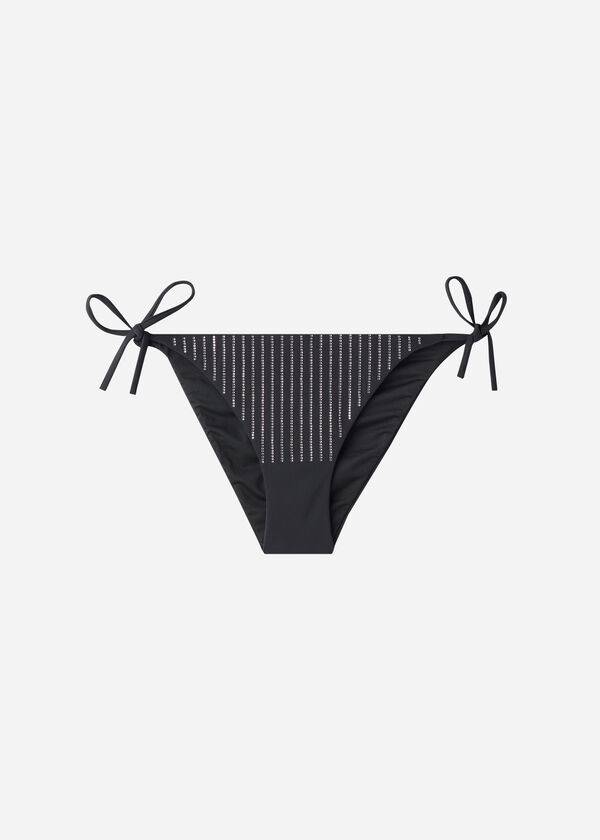 Abajo De Bikini Calzedonia Rhinestone String Shanghai Mujer Negras | CO2667HK