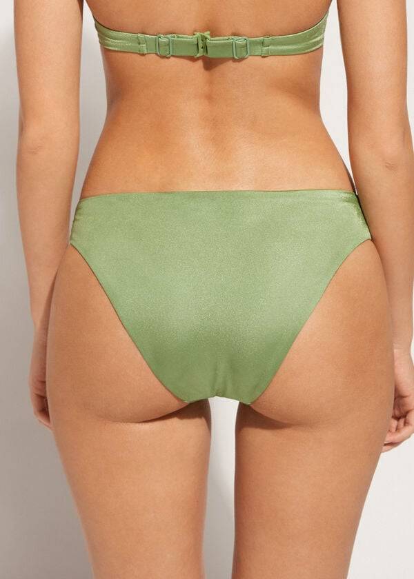 Abajo De Bikini Calzedonia Sequined Cannes rosa Mujer Verde | CO2653RW