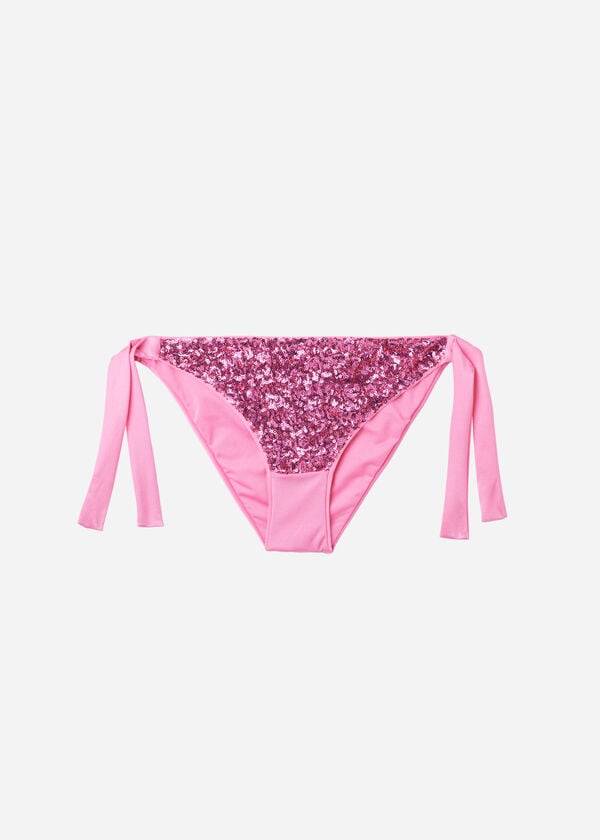 Abajo De Bikini Calzedonia Sequined Side-Tie Cannes Mujer Rosas | CO2641HK