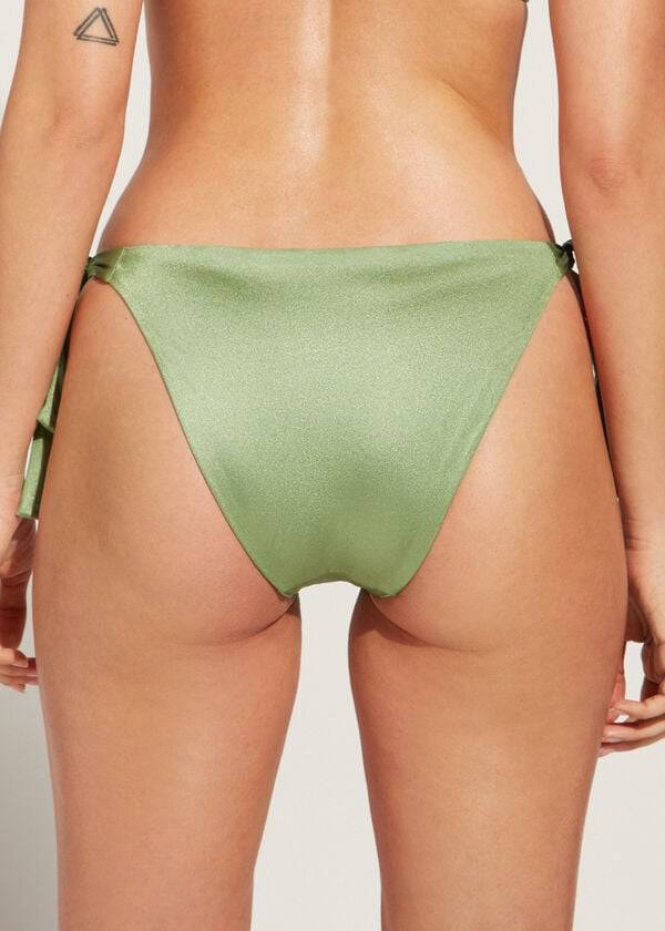 Abajo De Bikini Calzedonia Sequined Side-Tie Cannes Mujer Verde | CO2643FM