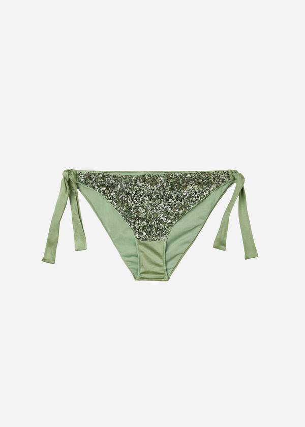 Abajo De Bikini Calzedonia Sequined Side-Tie Cannes Mujer Verde | CO2643FM