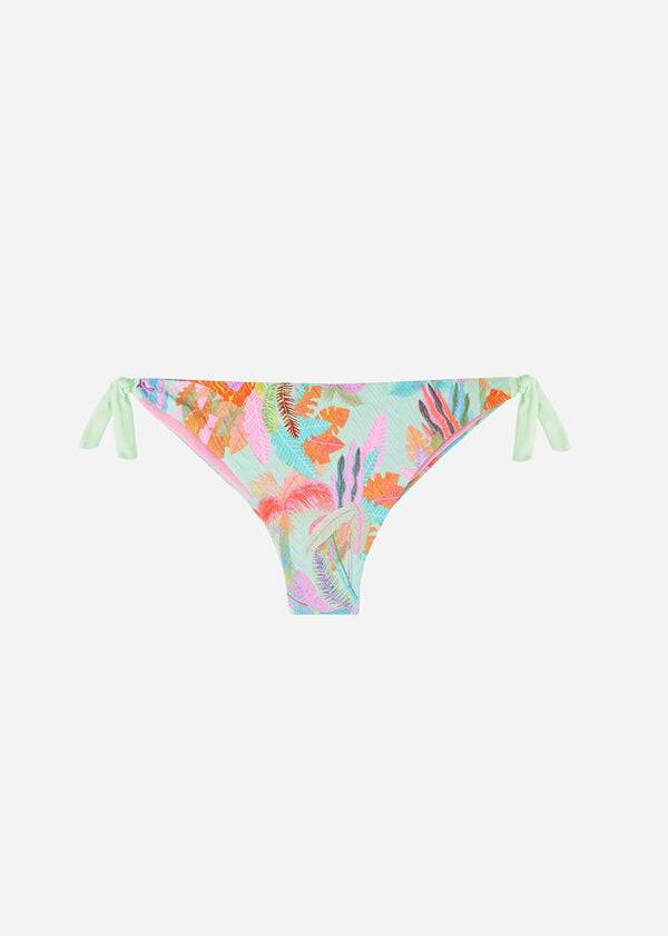 Abajo De Bikini Calzedonia Side-Tie Brazilian Foliage Tahiti Mujer Verde | CO2623HK