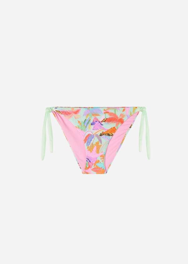 Abajo De Bikini Calzedonia Side-Tie Foliage Tahiti Mujer Verde | CO2622HK