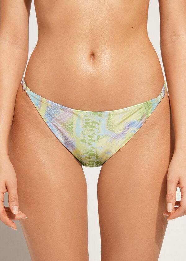 Abajo De Bikini Calzedonia Snake-Pattern Adjustable-Side Las Palmas Mujer Verde | CO2618ZG