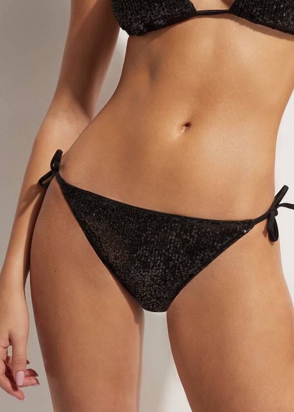 Abajo De Bikini Calzedonia String Cannes Mujer Negras | CO2606YU