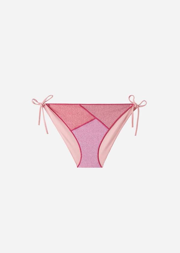 Abajo De Bikini Calzedonia String Tie Lamé Lisbona Mujer Rosas | CO2570HK