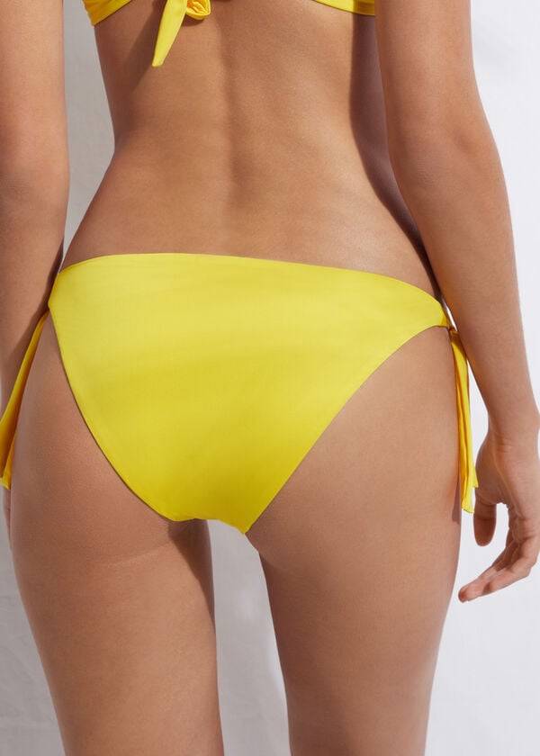 Abajo De Bikini Calzedonia Tied Indonesia Eco Side tie Mujer Amarillo | CO2538CE