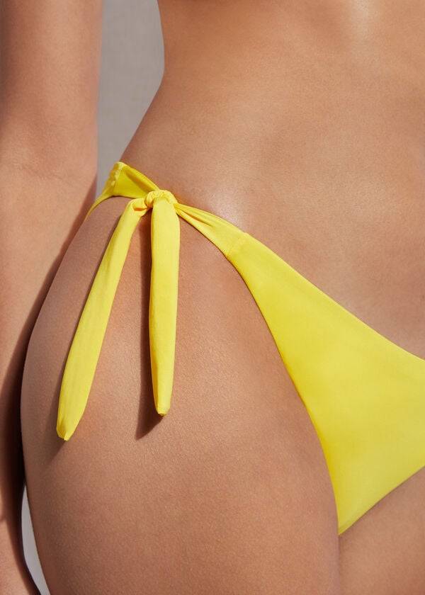 Abajo De Bikini Calzedonia Tied Indonesia Eco Side tie Mujer Amarillo | CO2538CE