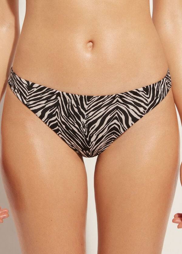 Abajo De Bikini Calzedonia Zebra Nairobi Mujer Negras | CO2530RW