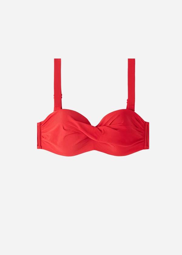 Arriba De Bikini Calzedonia Acolchado Bandeau Indonesia Strapless Mujer Rojas | CO2379NB