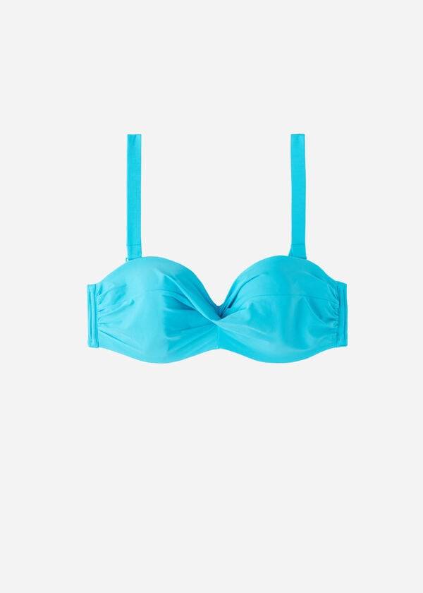 Arriba De Bikini Calzedonia Acolchado Bandeau Indonesia Strapless Mujer Turquesa | CO2380BC