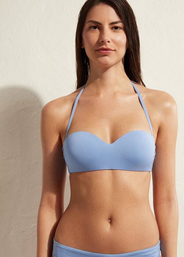 Arriba De Bikini Calzedonia Acolchado Bandeau Indonesia Eco Mujer Azules | CO2397UT