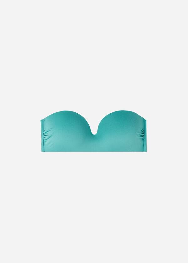 Arriba De Bikini Calzedonia Acolchado Bandeau Indonesia Eco Mujer Turquesa | CO2398YU