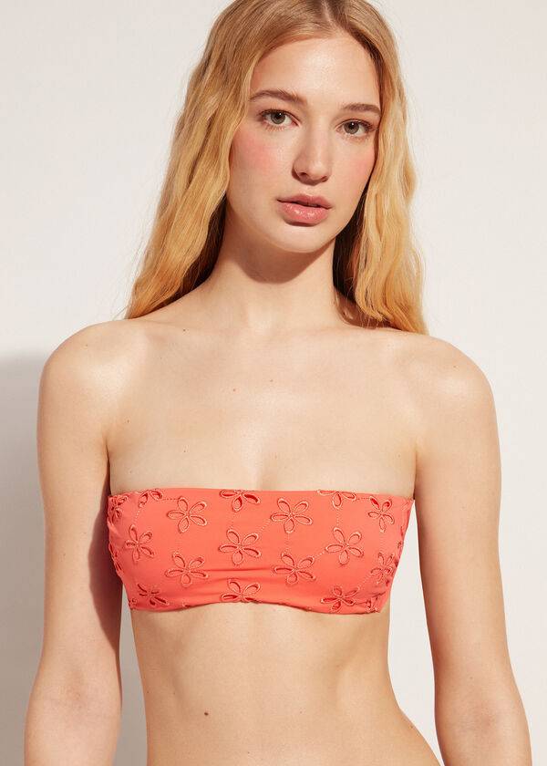 Arriba De Bikini Calzedonia Acolchado Bandeau Corfù Mujer Coral Naranjas | CO2406BC